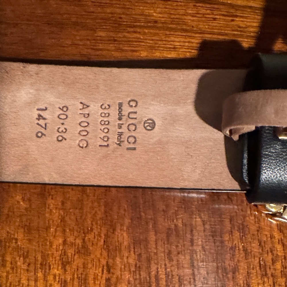 Gucci Black Belt with Gold Studded GG Emblem - Picture 2 of 4